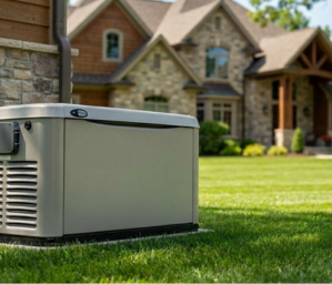 Standby generator installed outside home